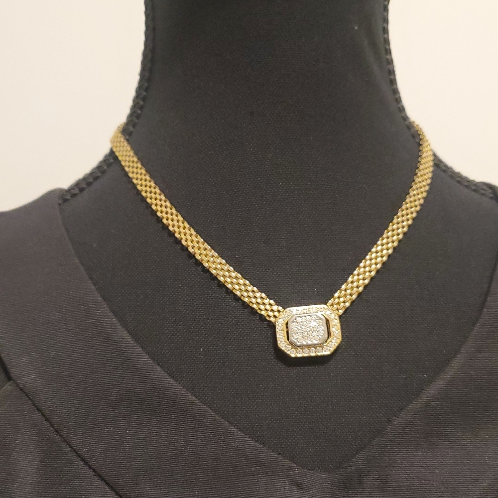 Elegant Gold Necklace with Silver Accents, Gorgeous thick Chain.